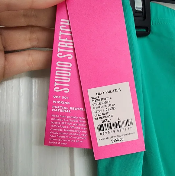 Lilly Pulitzer Luxletic Deidra Dress in Lilac Rose We Mermaid It Size Large. NWT - Picture 13 of 14